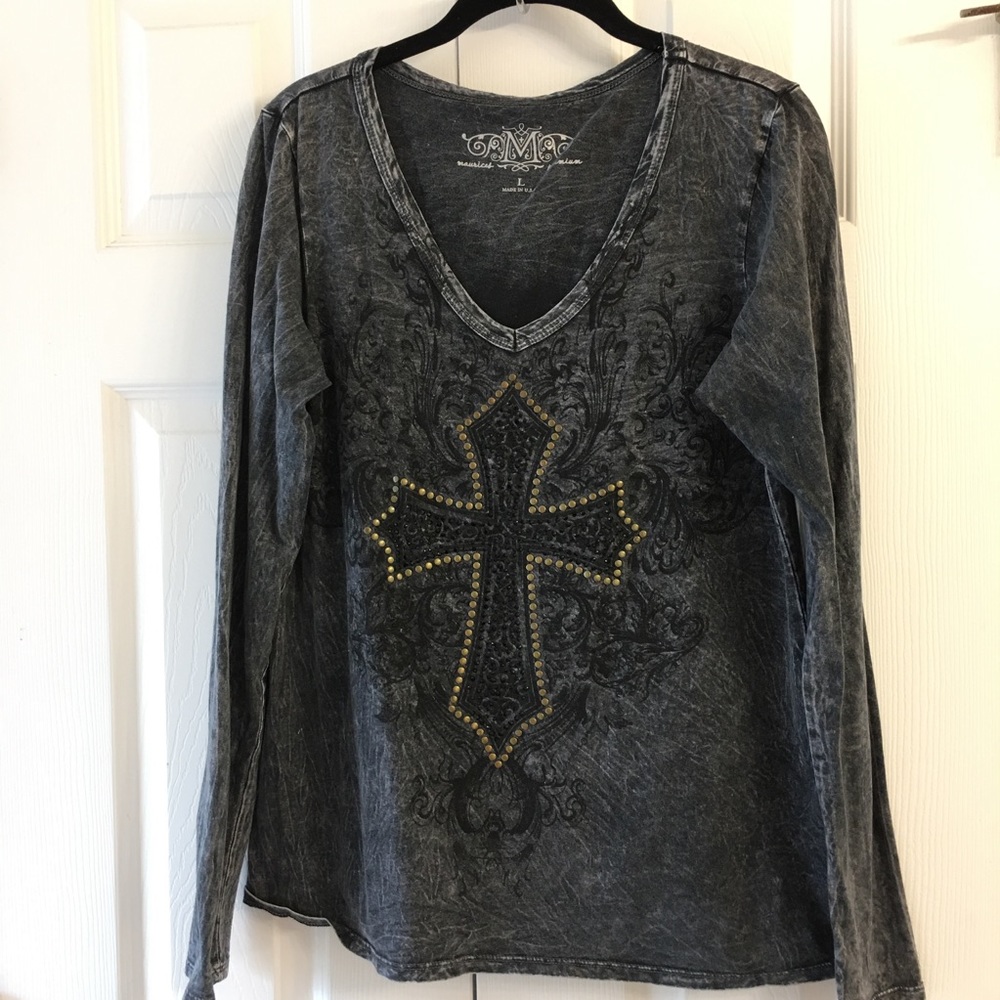 Ladies Black Long Sleeve Tee Size L